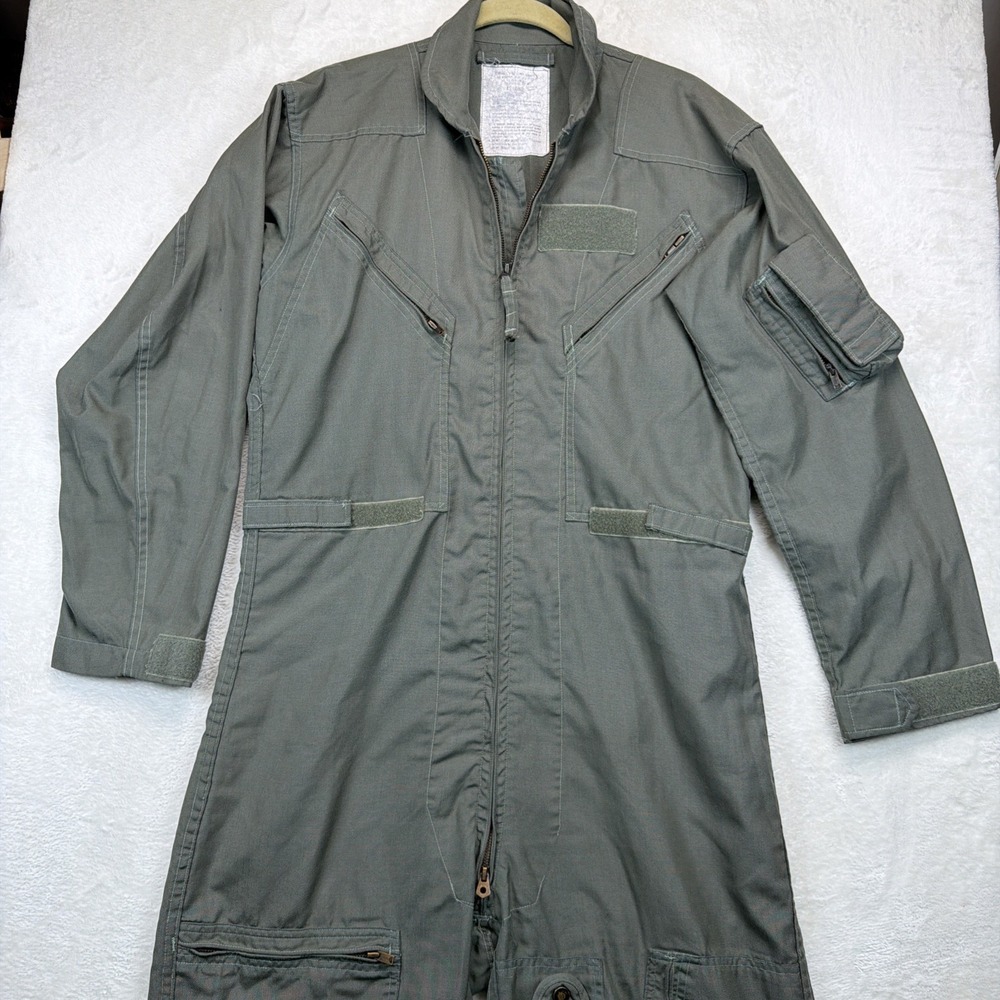US Military Flight Suit Coveralls Olive Green Men's 42L Aircrew Pilot Uniform